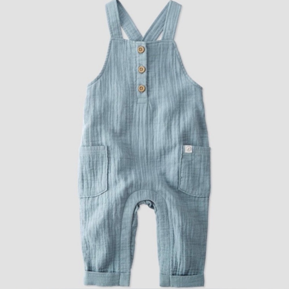 🆕Baby Boy Organic Cotton Creek Gauze Overalls